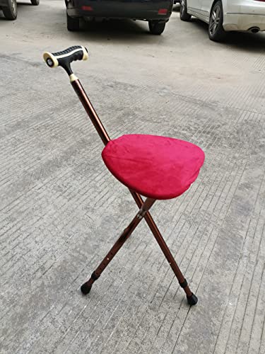 Cane With Seat Sturdy Wide Seat Adjustable Height With Led Light Fluffy Cushion For Elderly Travel Walking Aids Stick Chair Light Hold 350 Lbs #TOP4