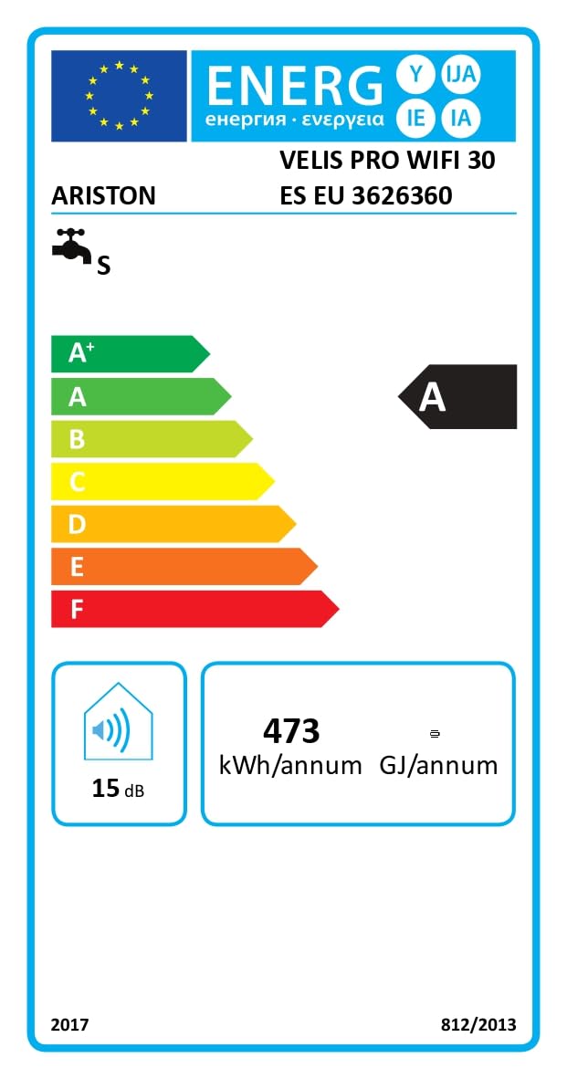 Ariston Velis Wifi – Thermos elettrico, 30 litri, a basso consumo, scaldabagno elettrico orizzontale e verticale, 50,6 x 27,5 x 53,6 cm, prodotto per l'installazione in Spagna