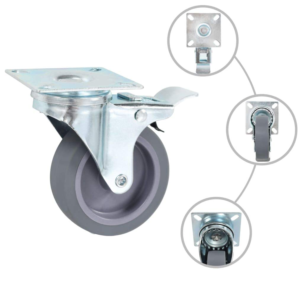 vidaXL 8x Ruedas Giratorias con Frenos Dobles Diámetro 75mm Materiales Brico Muebles Bancos Trabajo Carritos Estanterías Resistencia Golpes Suaves