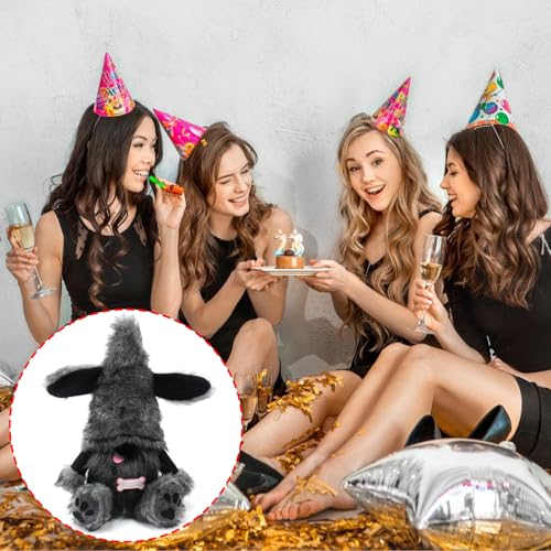 FANSHINUO Schwarzer Hund Zwerge Modell Plüschfigur Puppen stehend sitzend skandinavisch schwedische Tomte Skulptur Figur Party Decors Plüsch Hund Zwerge Figur