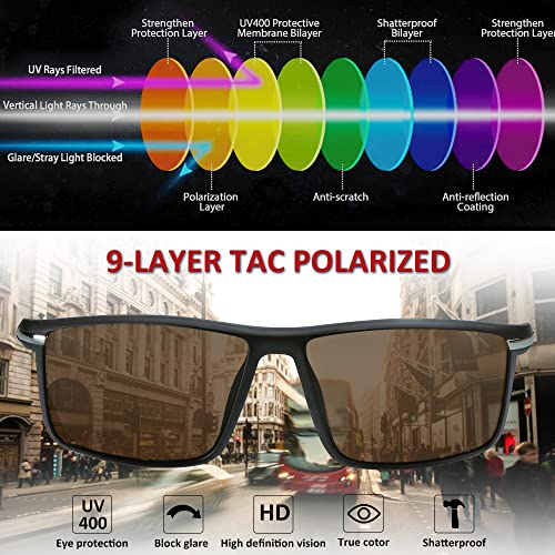LifeArt Mens Polarized Sunglasses Ultralight Sports Fishing Driving Sunglasses for Men UV Protection Rectangle Metal Frame4
