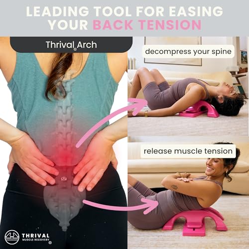 Image of Thrival Arch Back Stretcher - Psoas Muscle Release Tool App for Hip Flexor, Back, Glute, Iliacus, and Neck - Spine Decompressor, Trigger Point, and Myofascial Release - Pink