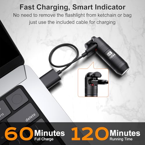 Image of 2-Pack Mini Keychain Flashlights, 100 Lumens, USB-C, Black