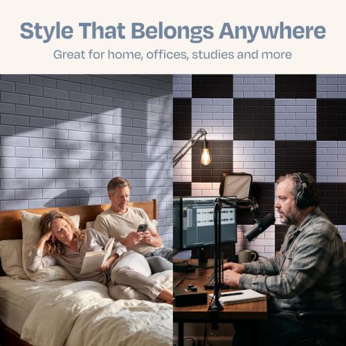 Image of Acoustic Wall Panels 18-Pack, 12 inchx12 inchx0.4 inch Decorative Self-Adhesive Sound Proofing | High Density 3D Brick Soundproof Absorbing Tiles for Walls, Home, Office & Studio - Dusky Gray