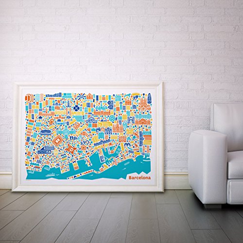 Poster Barcellona - Plan stampa artistica colorata...