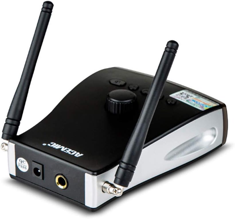 Rear view of the ACEMIC PR/8-ST4 receiver showing power input and audio output jacks.