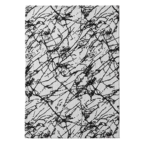 Taracarpet Badematte Badteppich für das Badezimmer waschbar in der Waschmachine Blitz Marmor Abstrakt Muster weiß-schwarz 120x170 cm – Bild 5