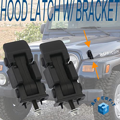 image for APPERFiT Hood Latch Catch w/Bracket Compatible with Jeep Wrangler TJ 1