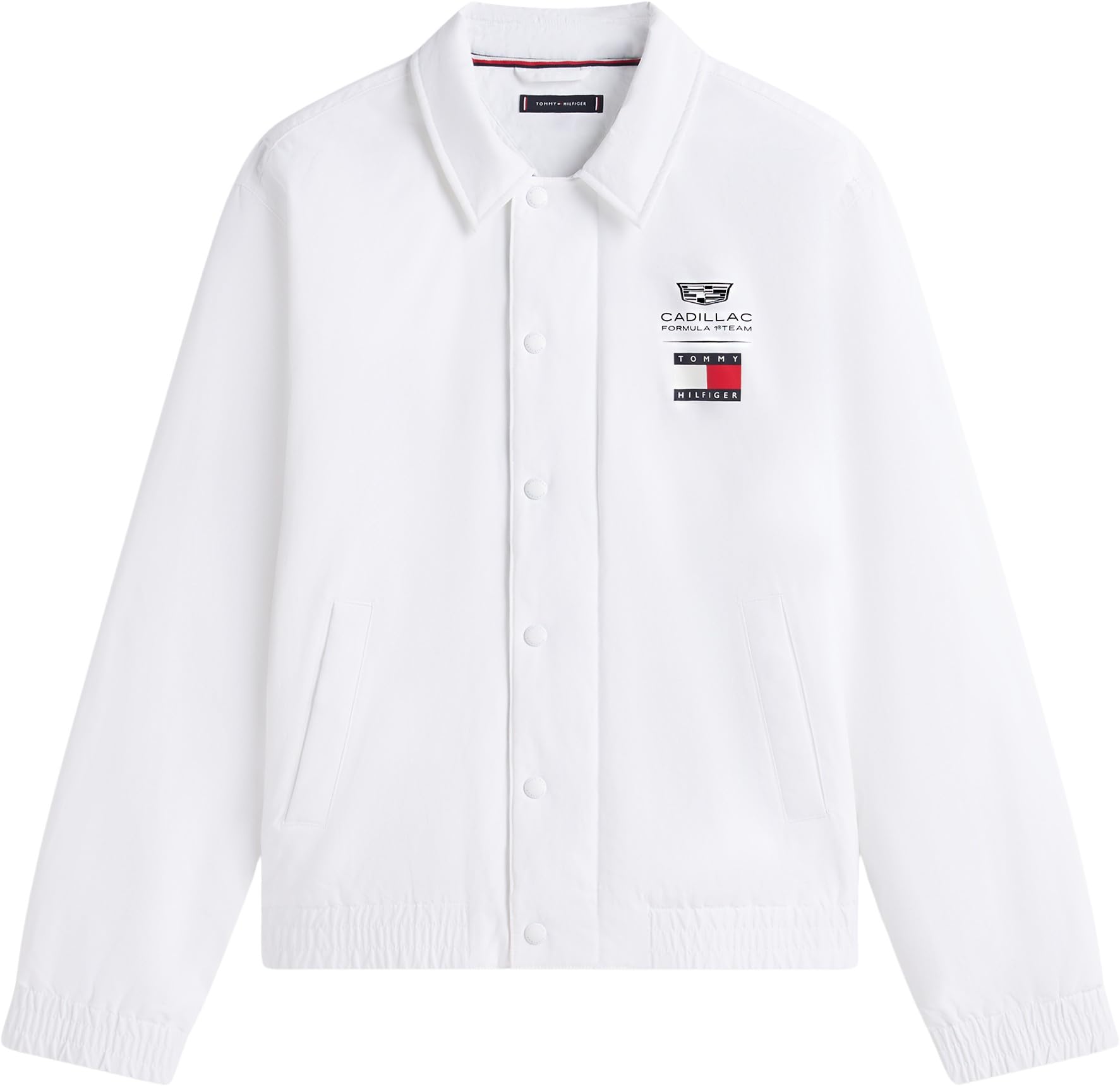 Tommy Hilfiger Unisex Blouson Jacke TH X Cadillac F1 Chevron mit Knopfleiste, Weiß (White), M – Ansicht 5