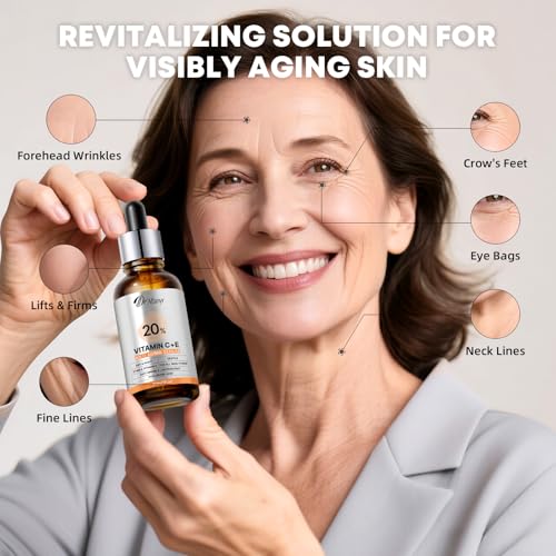 DR.Afanyr Vitamin C Serum for Face with Hyaluronic Acid & Vitamin E - Brightening Anti-Aging Serum to Help Improve Appearance of Dark Spots for Sensitive Skin, Hydrates Firms Lifts and Smooths Wrinkles