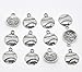 HOUSWEETY 50 Silver Tone Baseball Charm Pendants 18x14.5mm