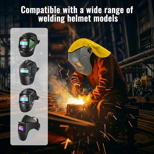 Image of Welding Helmet Cover, Flame Retardant Neck Shield with Press Fit Seal, Anti-Glare Heat Resistant Protective Sleeve Compatible with Most Standard Welding Helmets
