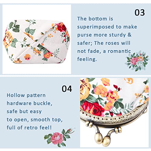 Isuperb Coin Purse Canvas With Clasp Closure Wallet Coin Pouch Kisslock Purses Keys Case For Women Jewelry Pouch Wallet White #TOP5