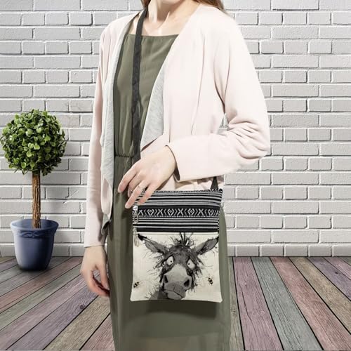 Funny Donkey Messenger Bag Small Ethnic Pattern Printed Adjustable Strap Crossbody Zipper Bag Funny Donkey Phone Bag Wallet Cute Shoulder Handbag for Women Friends -33