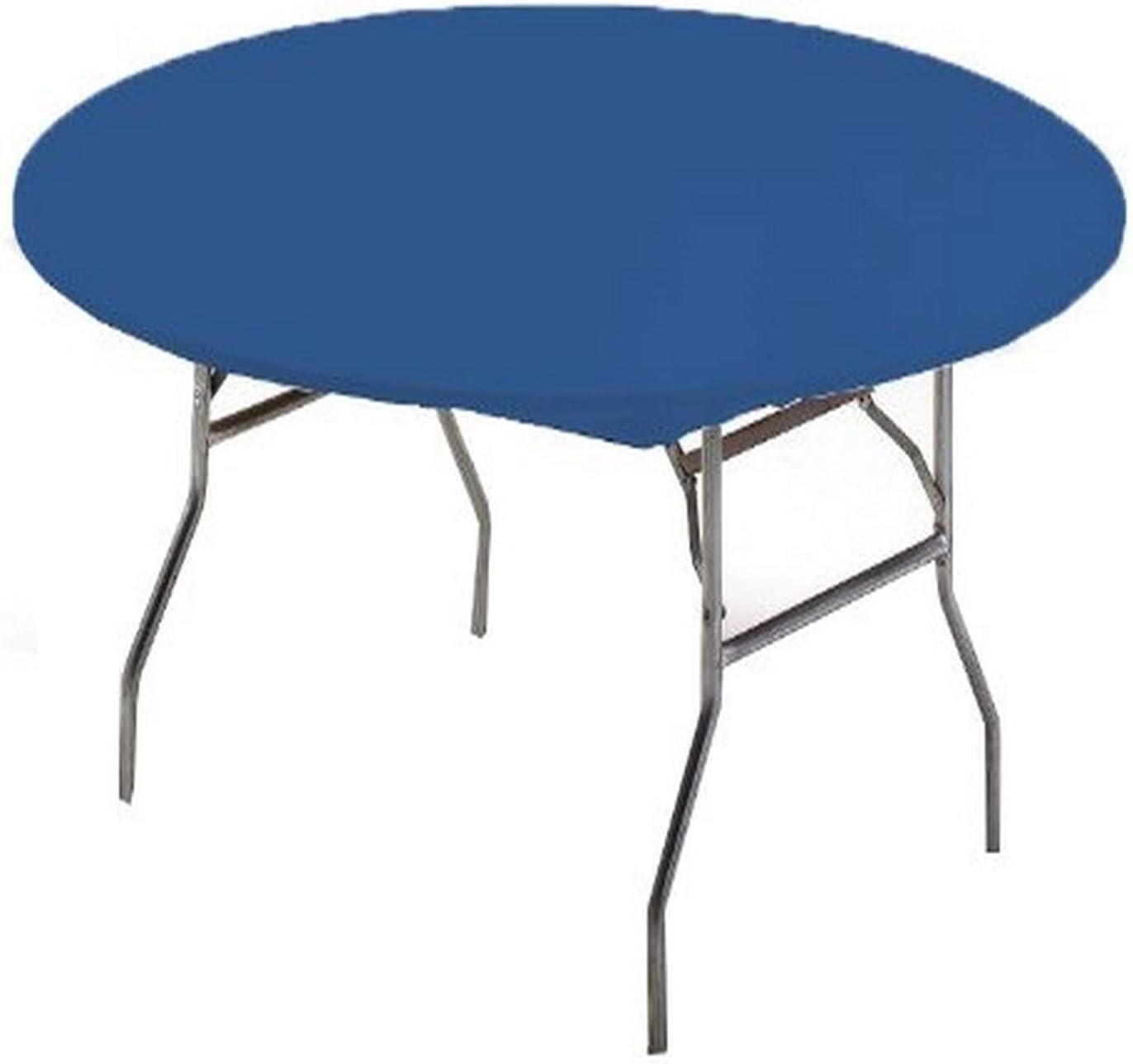 Elegant Blue Fitted Round Tablecloth - 60" (1 Pc) - Disposable & Durable Plastic - Perfect for Parties, Events, and Buffets - Fashionable Design