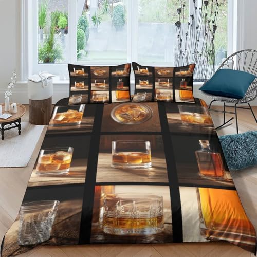 Housse de couette verre à whisky 3D en microfibre super king - 4
