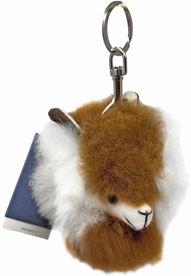 Handmade Alpaca Face Keychain – Soft Baby Alpaca Wool Purse Charm, Natural Dye-Free Colors, Durable for Bags & Backpacks