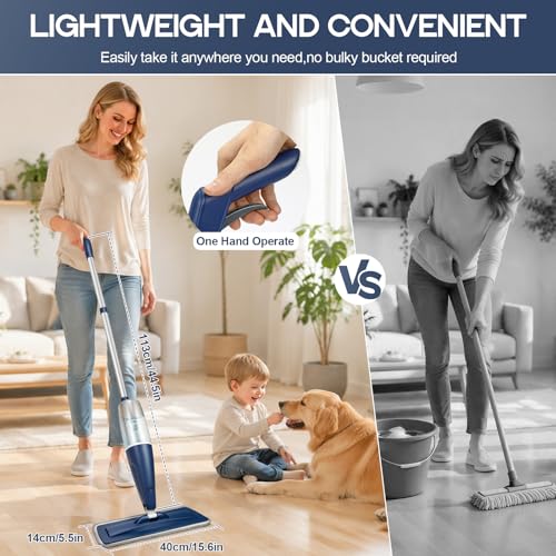 Image of CLDREAM Microfiber Spray Mop for Hardwood Tile Floors Dust Cleaning | 3 Microfiber Washable Pads| 23.6oz Refillable Bottle|Dry Wet Use Mops with Sprayer for Home Kitchen Tile Wood Vinyl Laminate