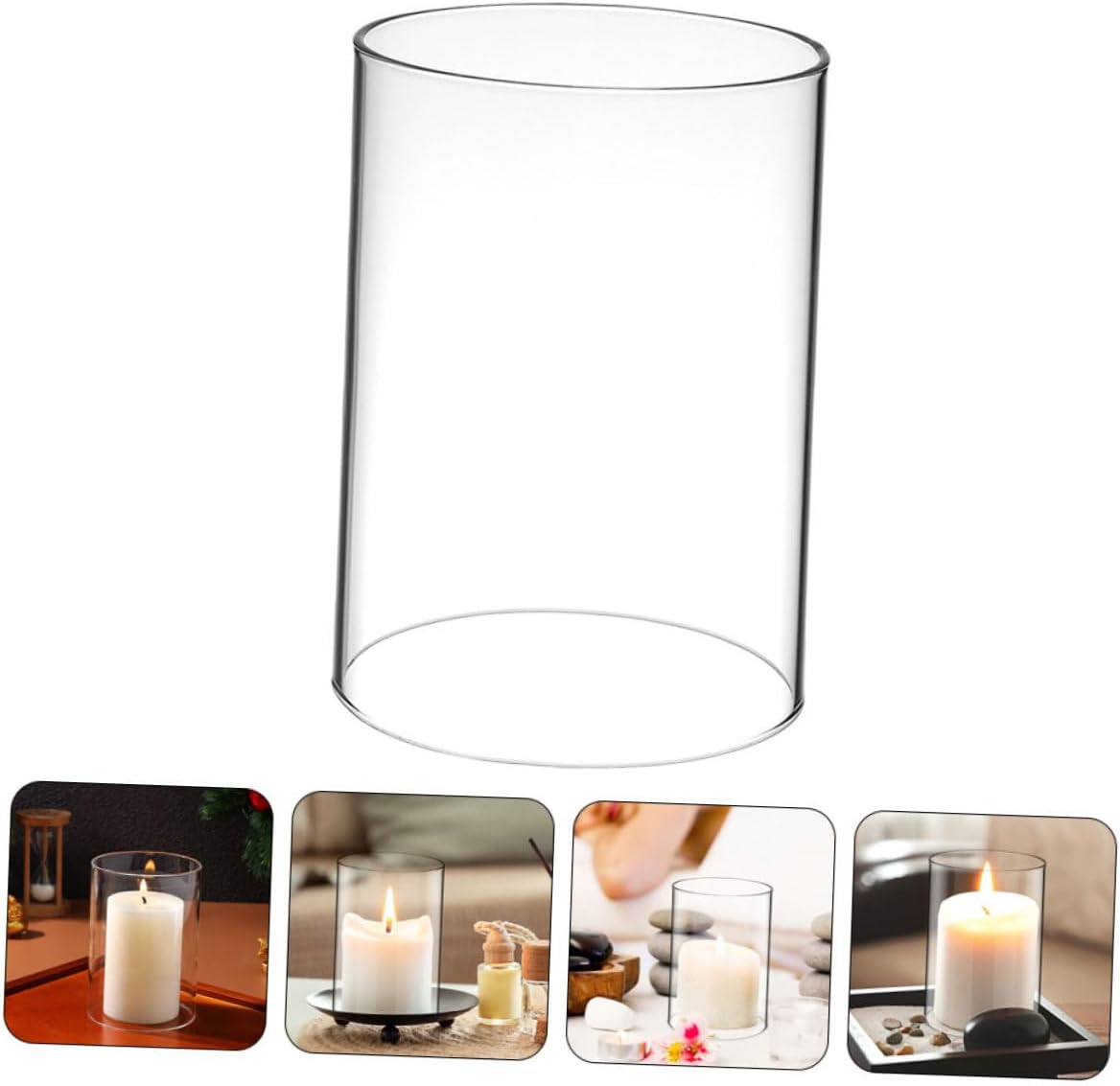 Holibanna 2pcs Glass Hurricane Candle Holders Decorative Candle Shades Glass Cover for Desktop Windproof Holder Home Decor