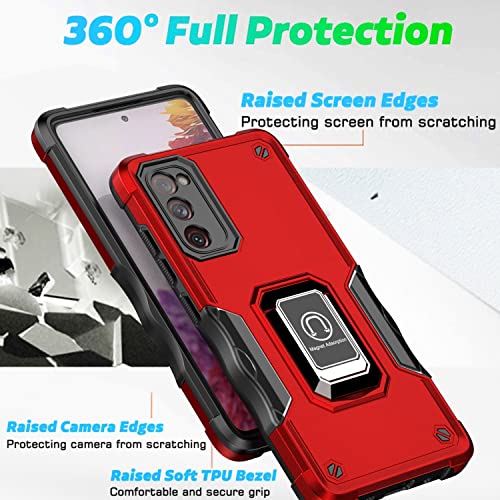 Coque Samsung S20 FE antichoc rouge avec bague rotative 360