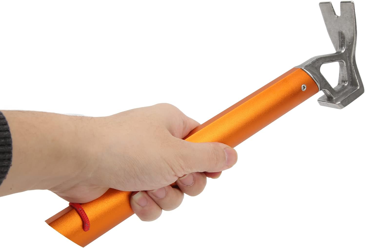 Multifunctional Outdoor Camping Tent Peg Hammer, Impact Stakes Nail Puller, Lightweight Aluminum Alloy Handle with Forged High Carbon Steel, Ideal for Camping Back (Orange)