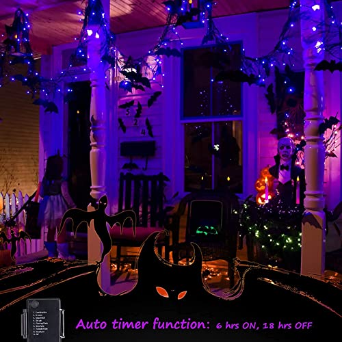 Image of Christamas Decorations Purple String Lights Battery Operated 17.8 Feet 50 LED 2 Pack Waterproof Mini Fairy Lights with 8 Lighting Modes for Outdoor Indoor Use, Xmas Halloween Tree Holiday Party Patio