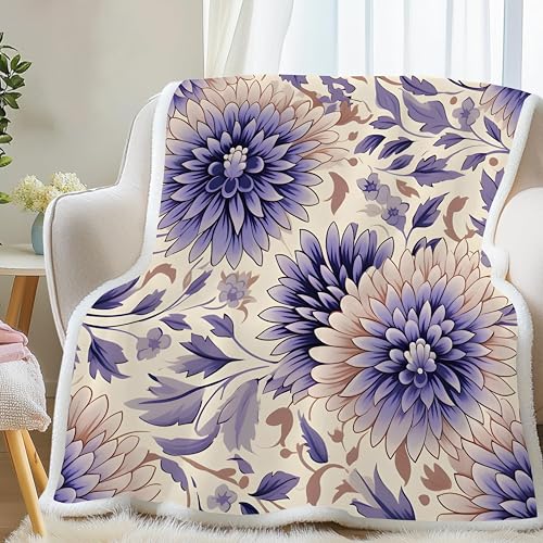 Plaid Canape Chaud Violet 120x200 cm : Couverture Sherpa Double Epaisseur - 3