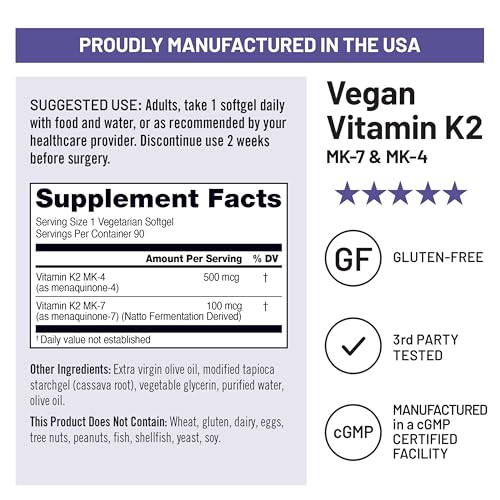 naturewise vitamin k2 600mcg supplement with mk-7 100mcg amp mk-4 500mcg - enhanced bioavailable formula - k complex for bone and heart health - vegan gluten free non-gmo