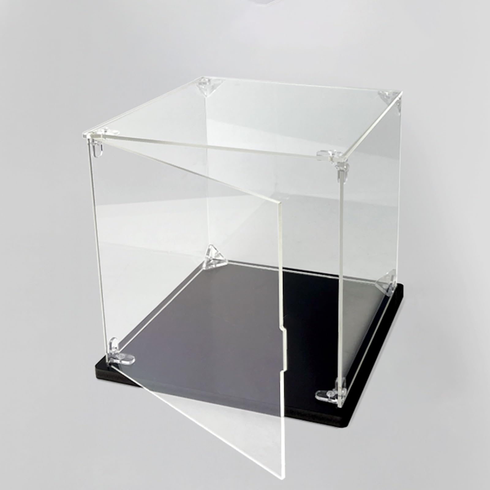 Vitrina acrílica, Vitrina acrílica Grande con Puerta Frontal de 180°, Vitrina Transparente para Figuras de acción con Base Negra para coleccionables de 12 a 20 Pulgadas, DEC