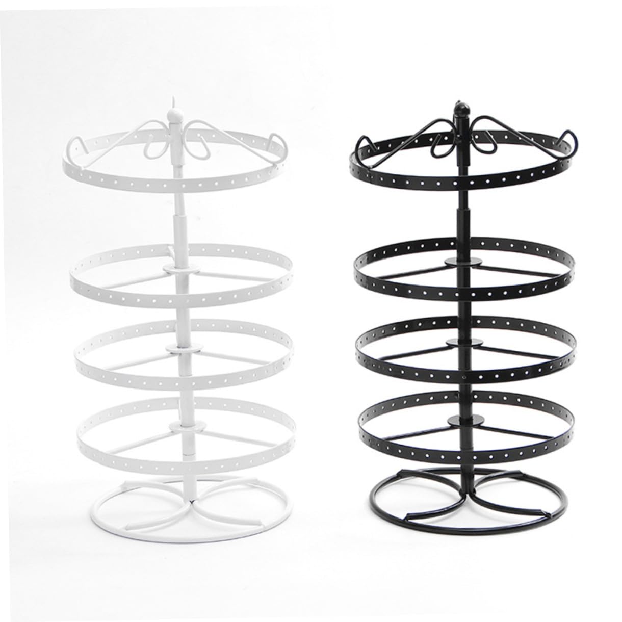 Espositore per Orecchini in Metallo Girevole a 4 Livelli 168 Fori | Bianco, 1 Pezzo, Design Semplice ed Elegante, per Organizzare e Tenere in Ordine i Gioielli