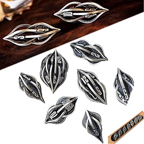 TOYUN L'ensemble de dés d'arcane dés polyédriques fantaisistes dés en métal imprimés en 3D adaptés aux Parties de Jeux de Table(Color:The Arcanum Dice,Size:) Cover