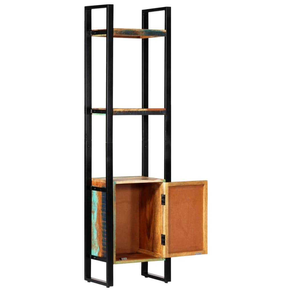 Regał na książki z litego drewna, 45 x 30 x 171 cm, z 1 drzwiami i 3 półkami, wyjątkowy organizer Cube na książki, dekoracje i akta