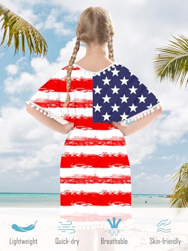 Image of Goodstoworld 7-12Y Girls 3 Piece Cover Up Swimsuit Hawaiian Bikini Bathing Suit with Pompom Tassel