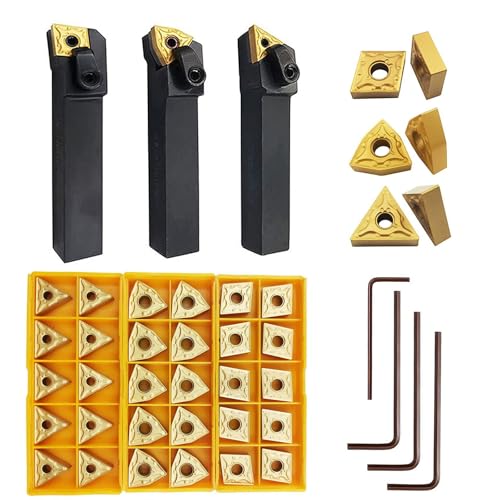 36 piezas Portaherramientas de Torno CNC, Insertos Indexables Excircle de 5/8 MTJNR1616H16 MWLNR1616H08 MCLNR1616H12 con Juego de Herramientas de Torneado con WNMG431 CNMG431 TNMG331