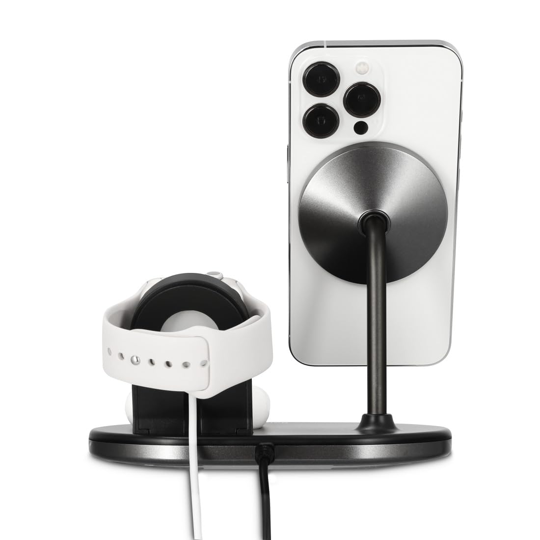 Hama MagCharge - Caricatore wireless per Apple iPhone, Apple AirPod, Apple Watch (stazione di ricarica induttiva con Quick Charge 15 W, ricarica wireless magnetica per Apple MagSafe e Hama MagLine)
