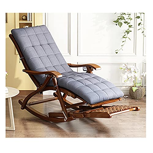 Holz Schaukelstuhl,Gartenstuhl,Sonnenliege,ergonomische Outdoor Strand Extra Breite Terrasse Relaxsessel,Gartenliege Klappbar, Extra Groß Zero Gravity Stühle,Rückenlehne 90 ° -170 ° frei einstellbar