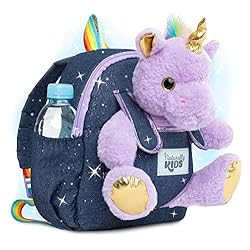 Naturally KIDS Small Unicorn Backpack – 3-4 Year Old Girl Gifts – Toddler Backpack for Girl Boy w Stuffed Animal – Toys…