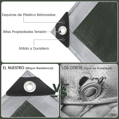 Lona impermeable exterior duradera y reforzada contra desgarros de PE 5