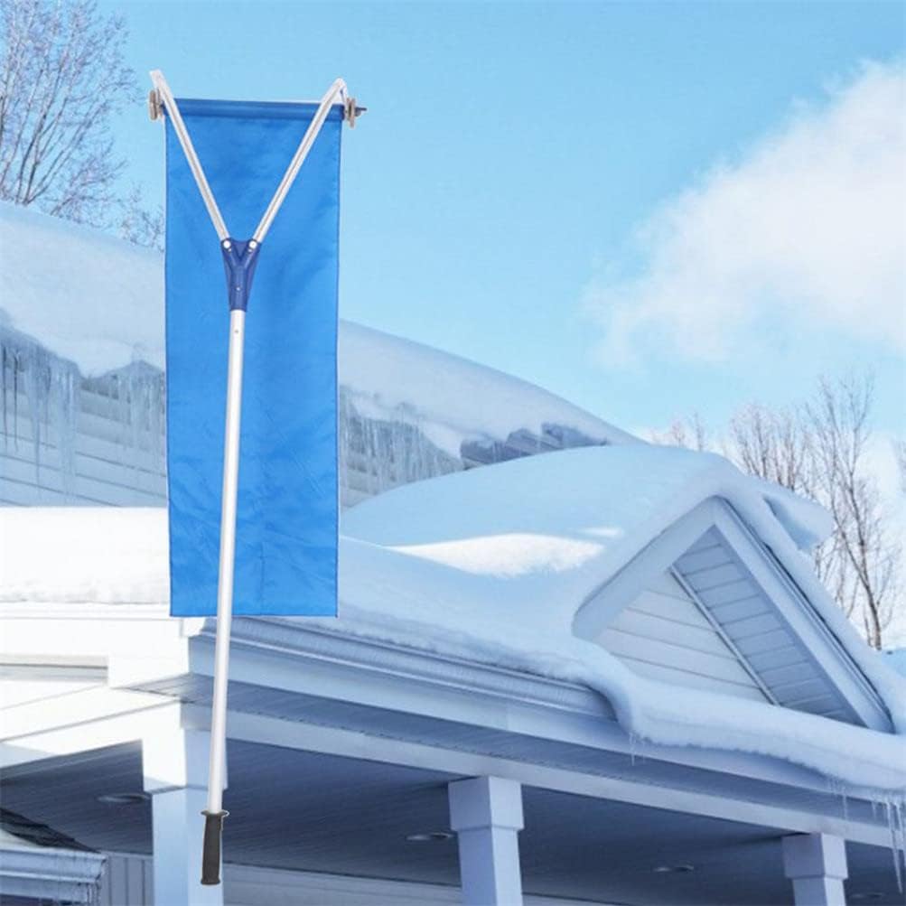 review LISAQ 193-640cm Roof Snow Rake -30 Degrees Telescopic Snows Removal System Cloth Adjustable Slip-Proof Rod Roof Rake for Removing Snow for Car, Truck, Outdoor Camping Garden (A)