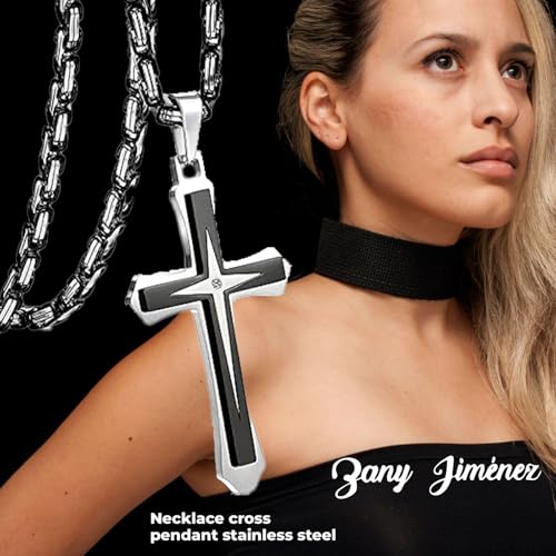 Black Gold Cross Necklace for Men with Cross Pendant Necklace 22 – 30 Inch, Steel Cross Chain for Women & Men, Black Cross Necklace for Men, Mens Necklaces with Small Diamonds (Silver), Don Toretto Stainless Steel, Ozzy Osbourne Cross Necklace4