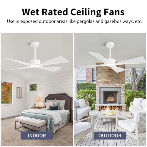 WINGBO 64" Wet Rated Outdoor Ceiling Fan with Lights, 4 ABS Plastic Blades, Reversible DC Motor, 6-Speed Remote Control, 3 CCT, Waterproof Ceiling Fan for Patio Porch Gazebo Garage, Gloss White - Image 8