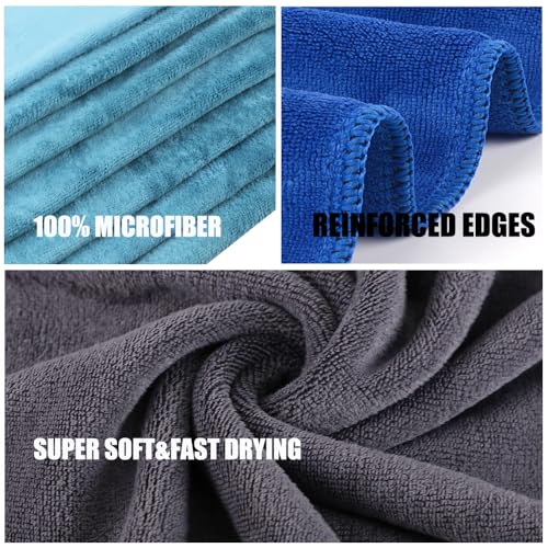 HIDMD Microfibre Sports Towels Gym Towels Workout Sweat for Gym Fitness,Yoga, Camping Fast Drying Absorbent 3Pack 40cm X80cm Gray+Blue+Lake blue - Image 3