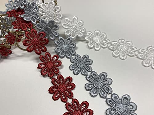 お花のレース 3M 幅2.5cm レース リボン ケミカルレース モチーフ ハンドメイド リメイク 布 生地 ハギレ (mix-e)