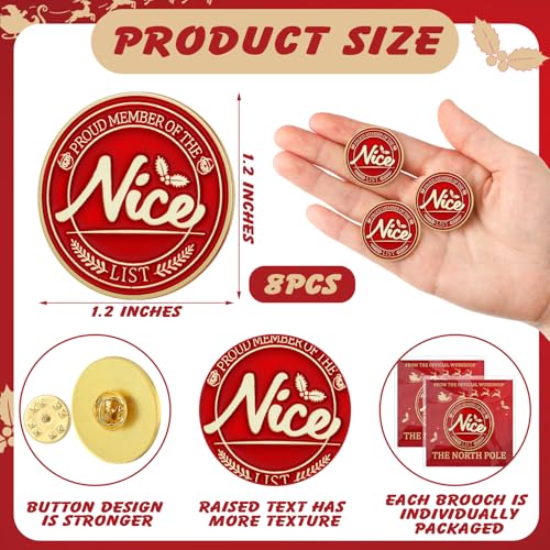 8 Set Santa Nice List Enamel Pins Santa Letter Gift Badge Christmas Enamel Pins from Father Christmas for Christmas Eve Gift Fillers Stocking Fillers2