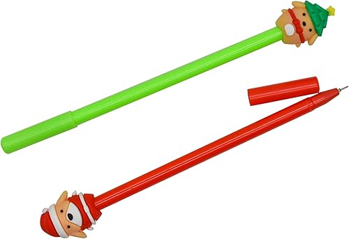 Miniatura 8 de Maydahui 12 bolígrafos de gel de Navidad para perros, lindos bolígrafos de animales 3D, árbol de Navidad, muñeco de nieve, reno, Papá Noel, tinta