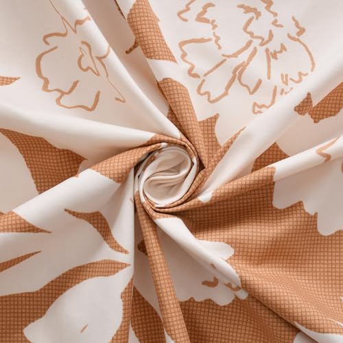 Image of Pure Soft Cotton Floral Diwan Set Covers 6 Pieces - 1 Single Bed Sheet (60 X 90) with 3 Cushion (16 X 16), 2 Bolster Covers (16 X 32) -Brown White