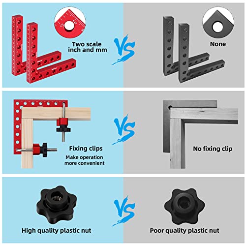 Eawongee 90 Degree Positioning Squares Right Angle Clamps（2 Pack), 5.5" X 5.5"(14 X 14Cm) Aluminum Alloy Clamping Squares For Woodworking, 90 Degree Clamp Tool Box For Making Picture Frames, Cabinets #TOP5