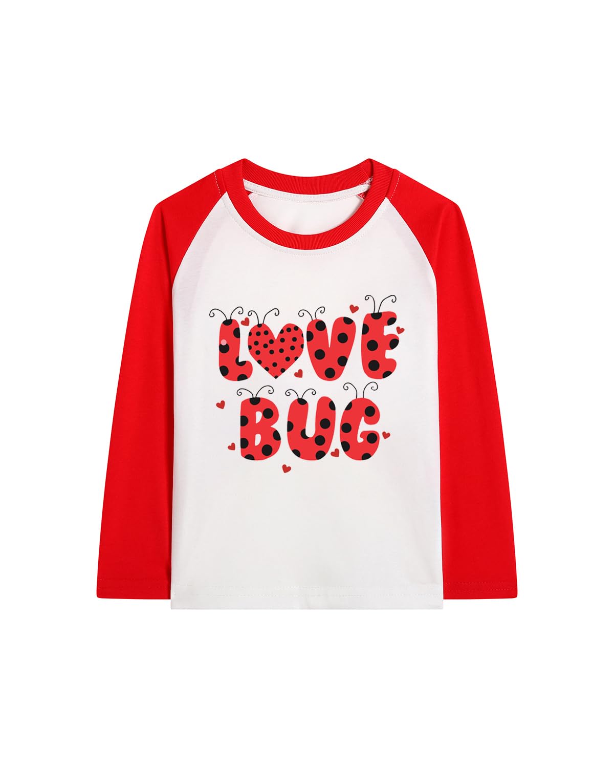 Toddler Girls Boys Valentines T-Shirt Love Heart Dinosaur Tractor Raglan Long Sleeve Tees for Kids 2 to 7 Years