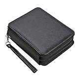 Vomgomfom Colored Pencil Case - 72 Slots Pencil Holder with Zipper Closure Deluxe PU Leather Large C