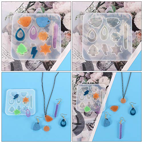 Hemoton 2Pcs Pingente Geométrica Resina Molde de Silicone Estrela Molde Árvore Flor Epóxi Molde de R